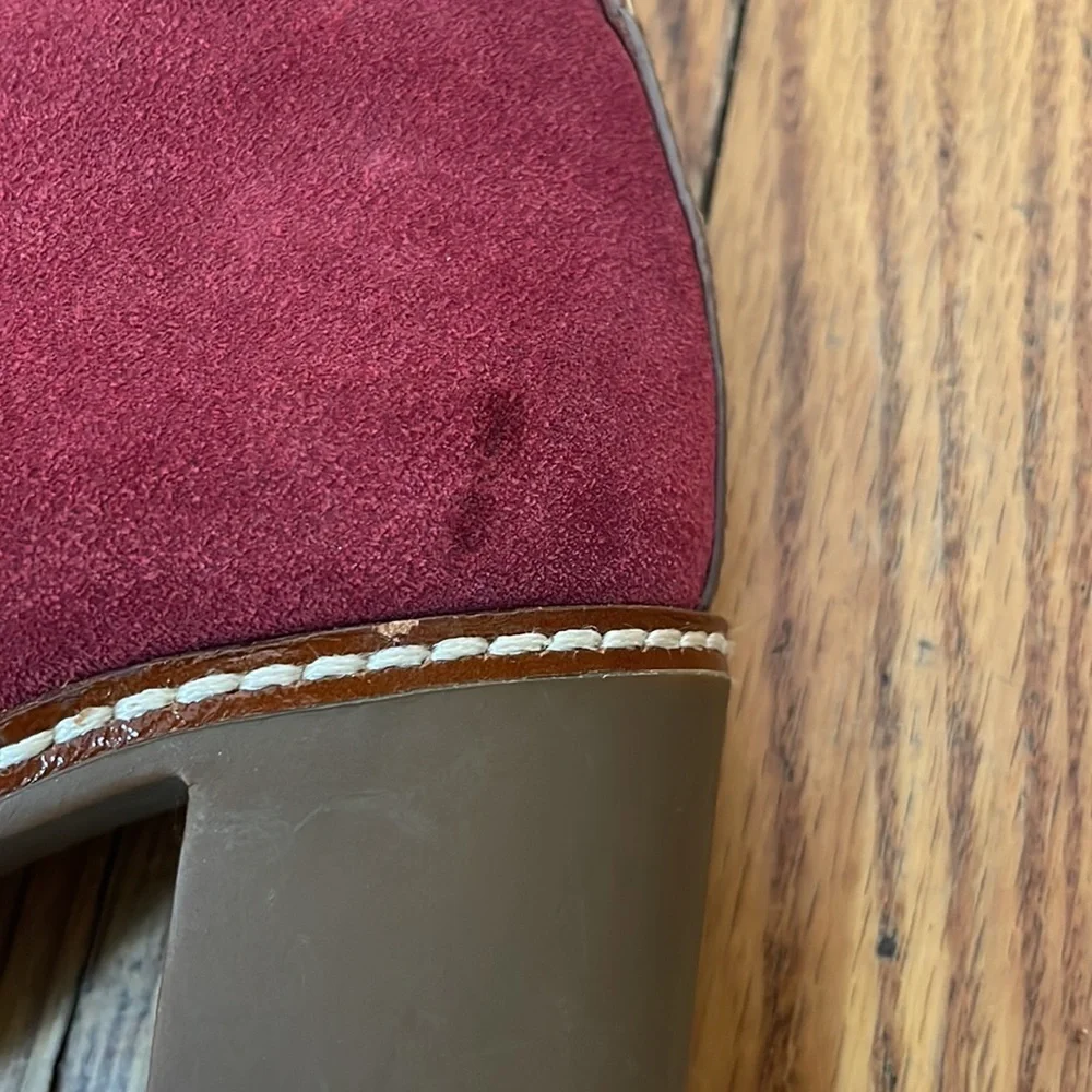 TORY BURCH Fur lined‎ Suede Heel Low Ankle Boots Red size 7.5